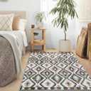 3x5 Rug for Living Room, Washable Black Area Rug, Boho Moroccan Geometric Trellis with Vibrant Hues Non Slip Rug for Large Kitchen, Bedroom Bedside, Entryway,Low Pile Ultra Soft Small Carpet