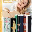 4 x Bookmark Christmas Stocking Stuffers for Women: Teacher Gifts for Readers Book Lovers Metal Feather Bookmarks for Teens Coworker, Butterfly Book Mark Unique Birthday Reading Gift for Mom Friend Sister (Gold Feather - Cobalt Blue Crystal With White Flower)