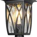 Outdoor Post Lights Lamp Post Light Fixture, 15'' Pole Lantern with E26 Base 60W Max & Waterproof Aluminum Housing Plus Water Ripple Glass,Fence Post Deck Lighting for Garden, Patio, Pathway (Medium)