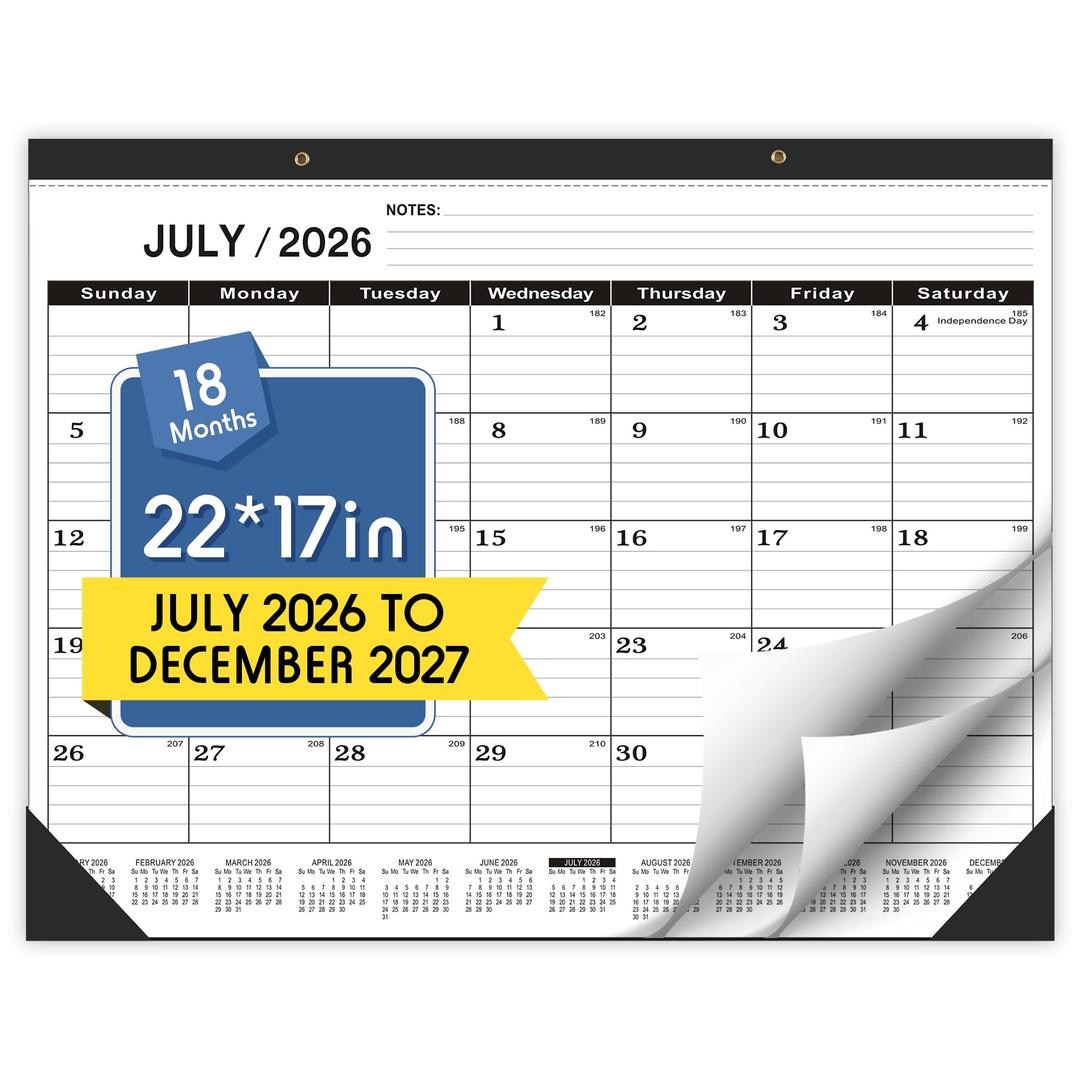 Desk Calendar 2027-2 PACK,January 2027 to June 2028- Calendar 2027-22x17