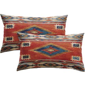Britimes Throw Pillow Covers, Aztec Kilim Home Art Decor, 12 x 20 Inches Set of 2 Cushion Couch Sofa Cases, Abstract Oil Painting Pillowcases for Bedroom, Living Room, Geometric Tribal Decorative