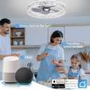 Ceiling Fan with Light, Low Profile Flush Mount Ceiling Fan, Bluetooth Ceiling Fan with Speaker, Smart Ceiling Fan with Alexa & Google Assistant, Voice/APP/Remote Control