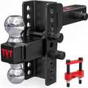 TYT Adjustable Truck Trailer Hitch for 2 inch Receiver, 6" Drop/Rise Tow Hitch with Dual Balls (2" & 2-5/16"),Includes Two Pin Locks & Hitch Tightener