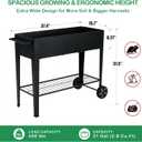 31.5" Tall Raised Garden Bed with Wheels, Extra 15.7" W Planter Box (400 lbs Loads) with Storage Shelf & Handle,Heavy Duty Metal Garden Planter for Vegetables, Herbs & Flowers, Patio & Balcony