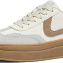 LUCKY STEP Women's Platform Fashion Sneakers Retro Casual Comfortable Walking Shoes Thick Sole Stylish Classic Tennis Trainers (9, Beige/Grey)