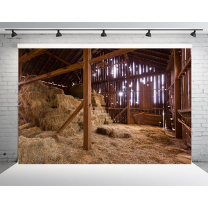 BELECO 7x5ft Fabric Western Farm Barn Nativity Backdrop Interior Old Barn Manger Scene Straw Bales Haystack Country Farmhouse Background Xmas Party Nativity Decoration Kids Newborn Photoshoot Props