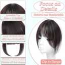 Clip in Bangs, 100% Real Human Hair French Fake Bangs Hair Clip for Women Dark Brown Natural Curtain Fringe with Temples Hairpieces for Daily WearFrench,Dark Brown