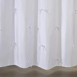 White Bow Fabric Shower Curtain Set for Teens Girls Funky Bathroom Decorations, Boho Cute Elegant Pretty Coquette Aesthetic Bathroom Shower Curtain Set with Hooks Machine Washable, 72"W x 72"L