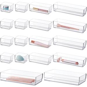 STORi SimpleSort 18-Piece Stackable Clear Drawer Organizer Set | Multi-size Trays | Makeup Vanity Storage Bins and Office Desk Drawer Dividers | Made in USA