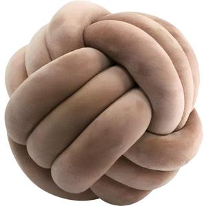 KEBAIHUA Knot Ball Pillows, Round Throw Pillow Cushion Home Decoration Soft Plush Pillow, Throw Knotted Ball Pillow Handmade Children Room Decoration Round Plush Toy Pillow (Coffee,8.5"/22cm)