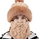 Balaclava Ski Mask for Women Men, Winter Fleece Wind-Resistant Warm Face Cover and Neck Warmer for Cycling Motorcycle Skiing (Brown)