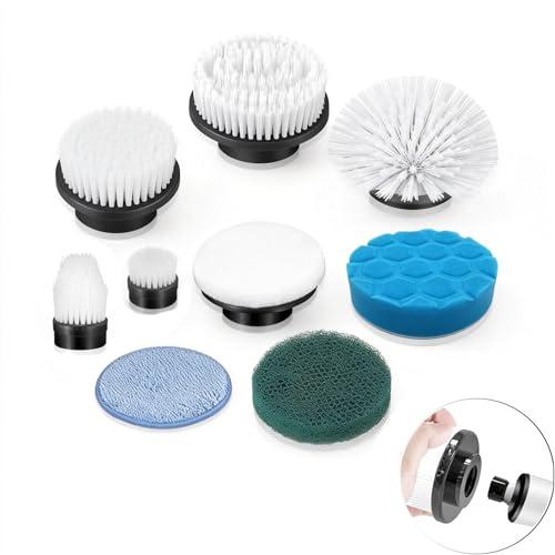 NOTLZPLS Electric Spin Scrubber Replacement Heads 8 in 1 Cleaning Brush, for Electric Spin Scrubber of ANS-8051A/8050 Power Shower Scrubber,for Household and Heavy Oil Pollution Cleaning Black