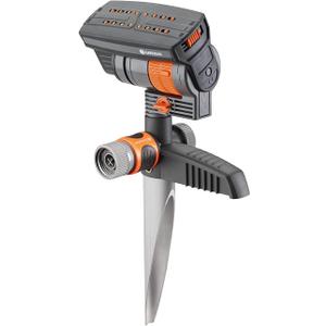 GARDENA 20575 | Up to 2300 sq ft - ZoomMaxx Adjustable Oscillating Sprinkler on Metal Step Spike with US Hose Threads for Watering Large Area Lawn, Yard and Garden. Quick Connect Included.