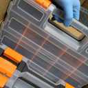 Jack Boss Tool Box with Transparent Lid, Double Side 34-Compartments Organizer Box with Removable Dividers for Hardware, Screws, Bolts, Nails, Beads, Jewelry and Fishing Accessories, Orange, 4 Pack