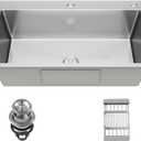 24-inch Single Bowl Kitchen Sink, Drop-in/Top-Mount Stainless Steel with Nano Coating, Includes Drain Kit & Fruit Basket, 24"x18"x8"