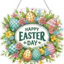 VODAPYC Easter Hanging Diamond Art Kits for Adults, DIY Double Sided Special Shaped Diamond Art Window Pendant Ornament(Happy Easter Wreath)