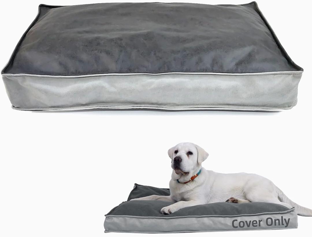 Dog Bed Cover, Comfortable and Quiet Dog Bed Covers for Pet Mat Bed,Washable Removable CoverFaux Leather Pet Nest, 36" L x 27" W x 3" H Cover Only (Grey)