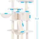 Hey-brother Cat Tree, 53-inch Cat Tower for Indoor Cats, Cat House with Padded Platform Bed, Toy Balls, Large Cozy Condo, Hammocks and Sisal Scratching Posts, Beige MPJ019-SM