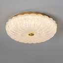 Glass Flush Mount Ceiling Light with Pumpkin Shaped Lampshade, LED Ceiling lamp, 3000K Warm Light Round Ceiling Light Fixtures for Bedroom Living Room Dining Room, 19.6 inch