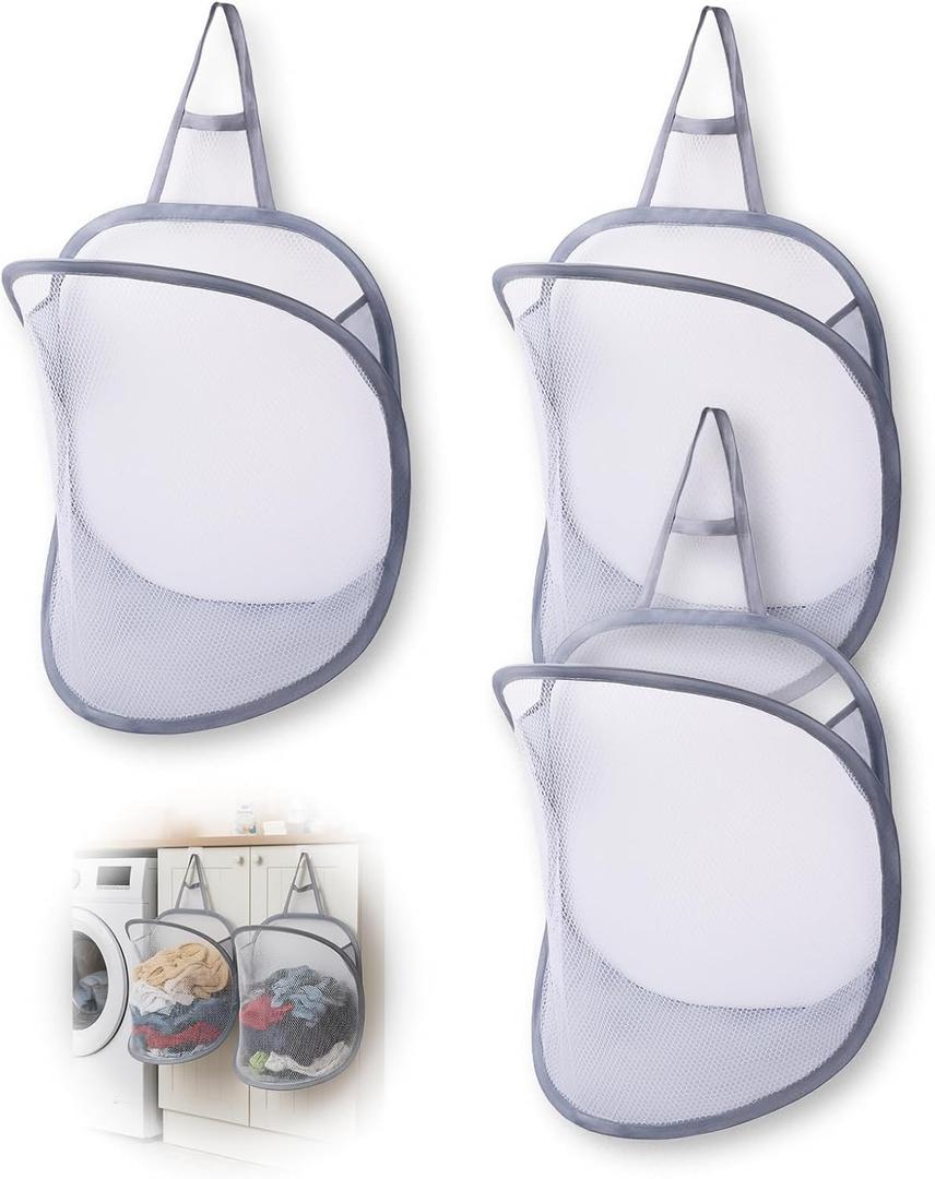 3 Pack Small Hanging Laundry Bag, Foldable Mini Mesh Laundry Hamper Basket