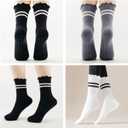 Pilates Socks with Grips for Women, 3 Pairs Grips Socks Pilates Non-slip Yoga Socks for Ballet, Dance, Workout (Black)