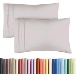Standard Pillow Cases Set of 2 - Soft Hotel Quality Pillowcase Covers - Comfy & Wrinkle Free - Stain and Fade Resistant - Machine Washable Pillow Protectors - 2 Piece Set - Standard Size Light Grey