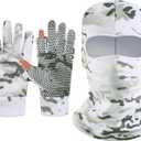 Geyoga 2 Pcs Men's Hunting Winter Gloves Camo Face Mask for Cold Weather(Snow)