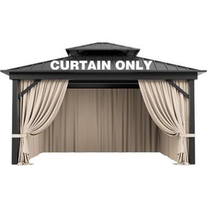 Outdoor Gazebo Curtain Replacement Universal 4-Panel Sidewalls 10' X 13',Outdoor Patio Waterproof Privacy Curtain with Double Zipper for Patio,Garden, and Backyard (Curtain Only)