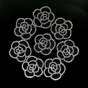 Lot of 8 Bling Rhinestones Camellia Flower Iron on Patches, Heat Transfer Bedazzled Appliques Craft DIY Garment Decoration Accessories