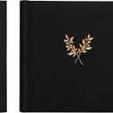 Elegant Linen Photo Album - 200 Acid-Free Pockets for 4x6 Pics - Perfect for Weddings & Gifts (Black No Window)