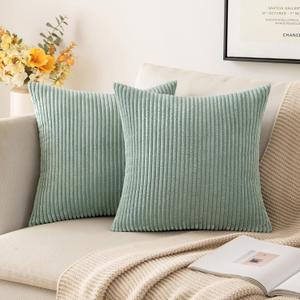 MIULEE Pack of 2 Pillow Covers Soft Soild Decorative Square Throw Pillow Covers Set Cushion Cases Pillowcases for Sofa Bedroom Car 18 x 18 Inch 45 x 45 Cm 
