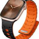 Bandletic Magnetic Bands Compatible with Apple Watch Band for Women Men, Durable Sport Strong Magnet Strap for iWatch 42mm(Series 11 10), 41mm(9/8/7), 40mm(SE3/SE2/SE/6/5/4), 38mm(3/2/1), Black/Orange