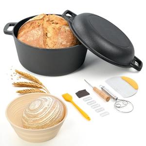 7 QT Pre-Seasoned Cast Iron Dutch Oven for Bread Baking with Sourdough Bread Baking Supplies, Cast Iron Skillets with Dual Handles Indoor Outdoor for Frying, Baking, Camping, BBQ