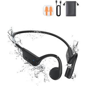 Rumatas Bone Conduction Headphones, Swimming Headphones Underwater Open Ear Builtin 32GB Memory IPX8 Waterproof for Swimming, Running, Cycling, Black