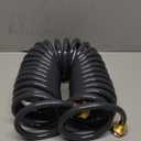 Coil Hose 25FT EVA Coil Garden Hose With 3/4'' Brass Connector Coiled Water Hose Lightweight And No Kink Includes 7 Patterns Spray Nozzle For Outdoors Lawn Watering Car Washing (Gray)