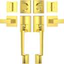 TICONN Double Front Door Handle Set, Heavy Duty Square Door Lever and Single Cylinder Deadbolt Combo for Side by Side Entrance Exterior Doors (Polished Brass)