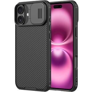 Nillkin for iPhone 16 Case with Slide Camera Cover, [Upgraded Camera Lens Protection] Slim Shockproof Protective Phone Case for iPhone 16 6.1 inch, Black
