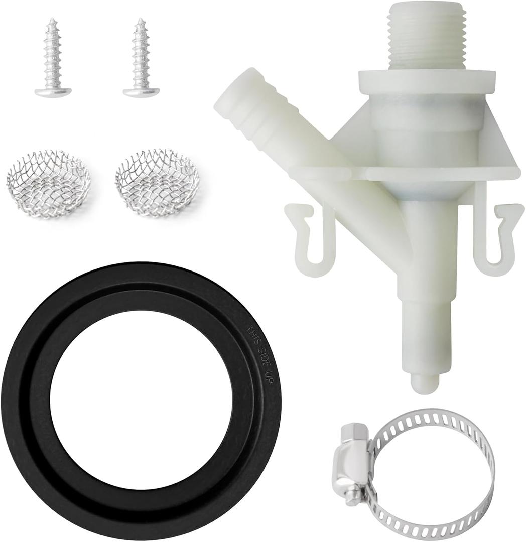 2 x Upgraded 385311641 RV Toilet Water Valve Kit and 385311658 Flush Ball Seal Replacement for 300 310 320 RV Toilets Pedal Flush Marine Toilet for Camper