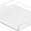 Acrylic Tray 20x16 with Cut Handles - Spill Proof Decorative Tray is an Ideal Countertop Organizer for Living Rooms, Ottoman Coffee Tables, Offices, Kitchens & Serving Guests