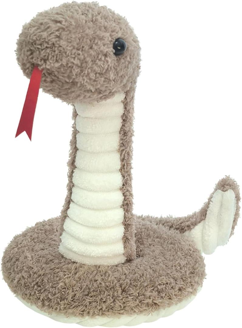 Brown Plush Snake Stuffed Animal Toy, Soft Cuddly Plushie Hugger Toy for Boys & Girls, Gifts for Kids or Girlfriend, 17 Inches