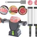 Fresh Meat Slicer for Home  Manual Cleaver Knife Set with Adjustable Thickness (2mm/4mm), 17 Blades Create 18 Slices  Food Cutter for Beef, Pork, Mutton, Jerky, BBQ & Hot Pot  Gray