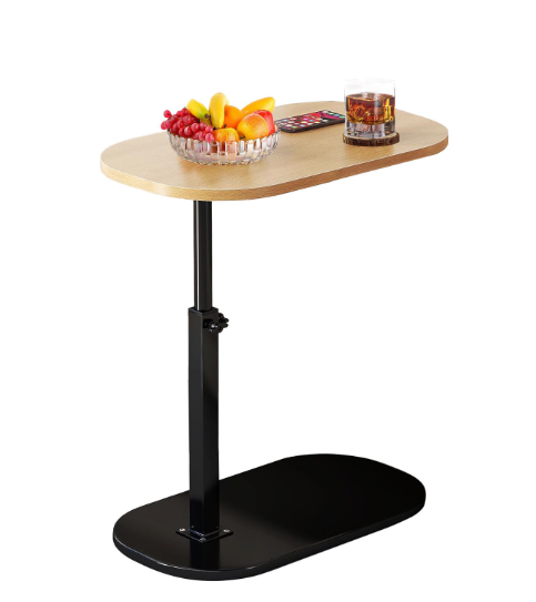 C Shaped End Table, Adjustable Height Couch Side Table, Horizontal 360°Swivel Small Couch Side Tables That Slide Under, C Shaped End Table TV Tray Table for Couch 