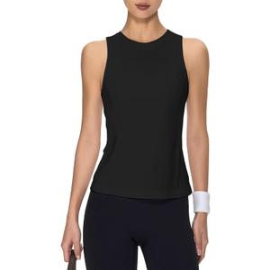 Ukaste Women's Lightweight Seamless Workout Tank Top - Breathable Running Gym Yoga Athletic Sleeveless Shirts (Black), Size:4