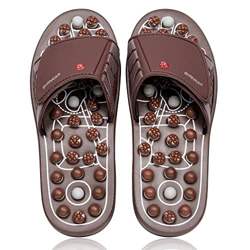 BYRIVER Portable Compact Travel Foot Massager, Acupuncture Ball Massage Flip Flops Slippers Tools, Destress Relaxation Gift for Men Women Dad Mom(S)