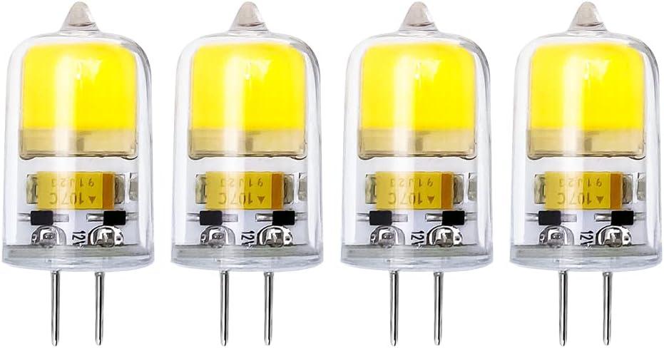 G4 LED Bulb, 12V JC G4 Bi Pin Bulb, G4 20W 30W Halogen Bulb Replacement,Daylight White 6000K 12V Dimmable 4-Pack