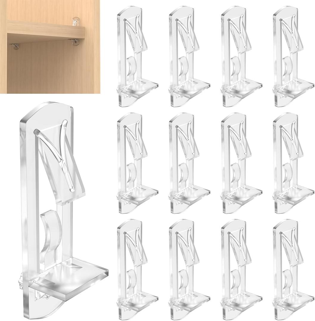 40Pcs Plastic Locking Shelf Support Pegs, 6.9mm Clear Self-Locking Pins Brackets Clips Holders for 6.9mm Diameter Peg x 3/4" Thick Shelves, Cabinet, Furniture, Bookshelves