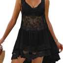 Eomenie Women's Swimsuit Lace Cover Up Loose Sheer Sleeveless Swim Cover Sexy Backless Bathing Suit Coverup Beach Dress
