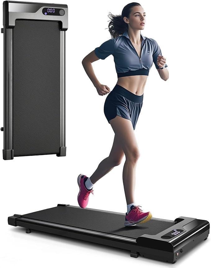 Walking Pad Treadmill for Home - Under Desk Treadmills Portable Mini Compact Walk Pads for Small Spaces Office Indoor Apartment Floor Flat Running Machine with Remote Quiet Lightweight