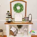 Small Mini St Patricks Day Wreath 16 Green Shamrock Clover Wreaths for Front Door with White Flowers, Small St. Patricks Day Spring Summer Door Decorations Indoor Outdoor