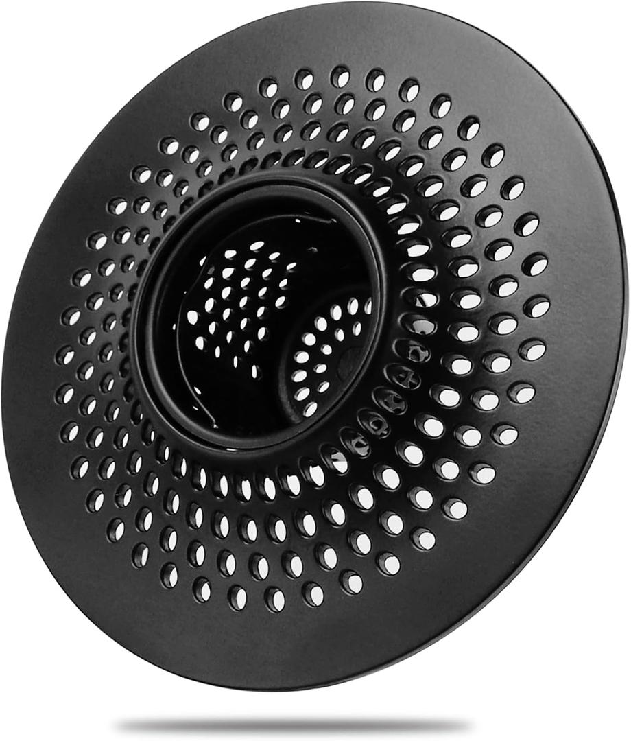 MFTEK Drain Hair Catcher Tub Drain Protector, Stainless Steel Bathtub Shower Drain Hair Stopper Strainer Trap for Shower Bathroom Sink to Catch Hair , Black 